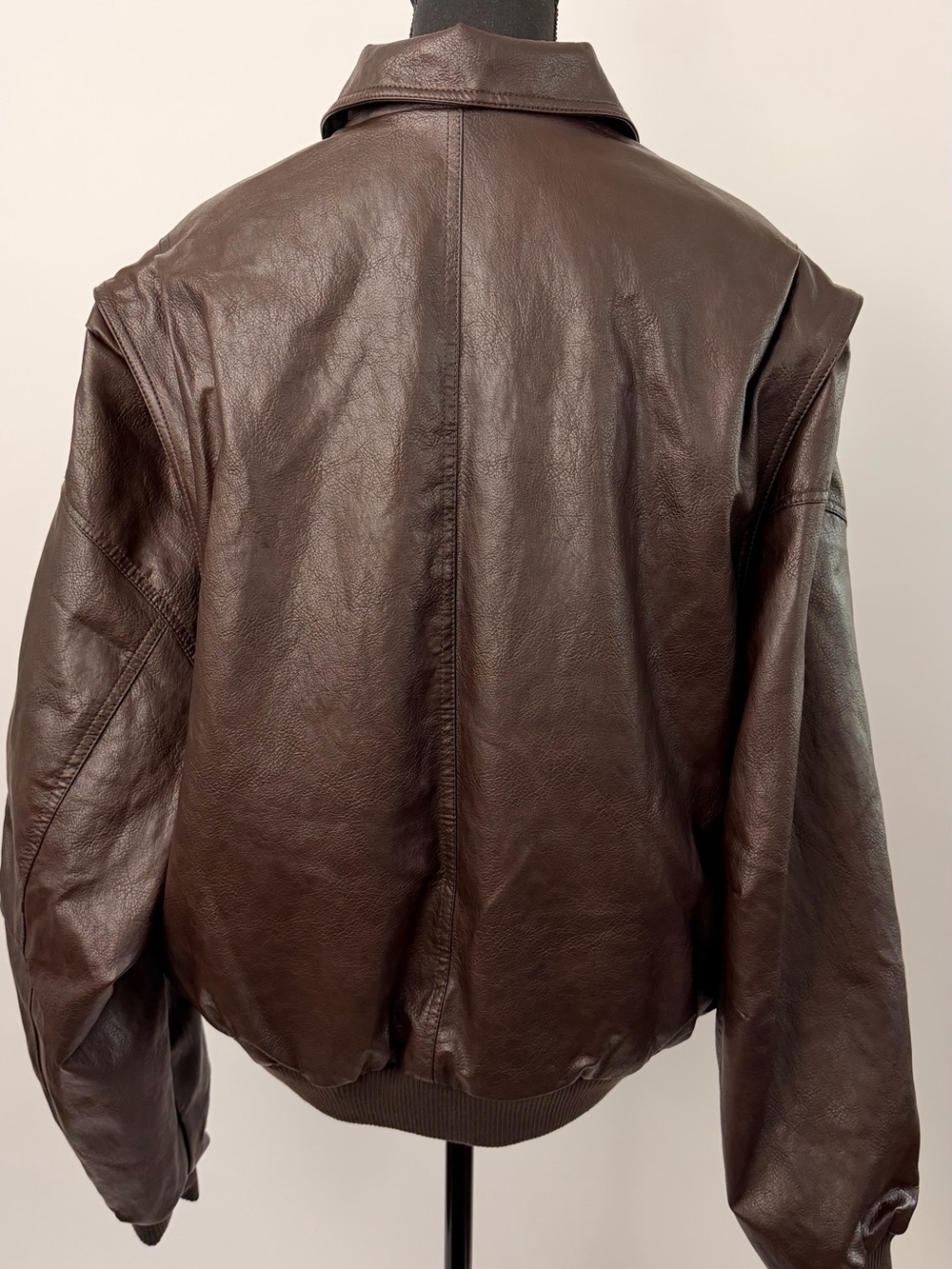Vegan Leather Bomber Zip-Front Jacket - Picture 3 of 8